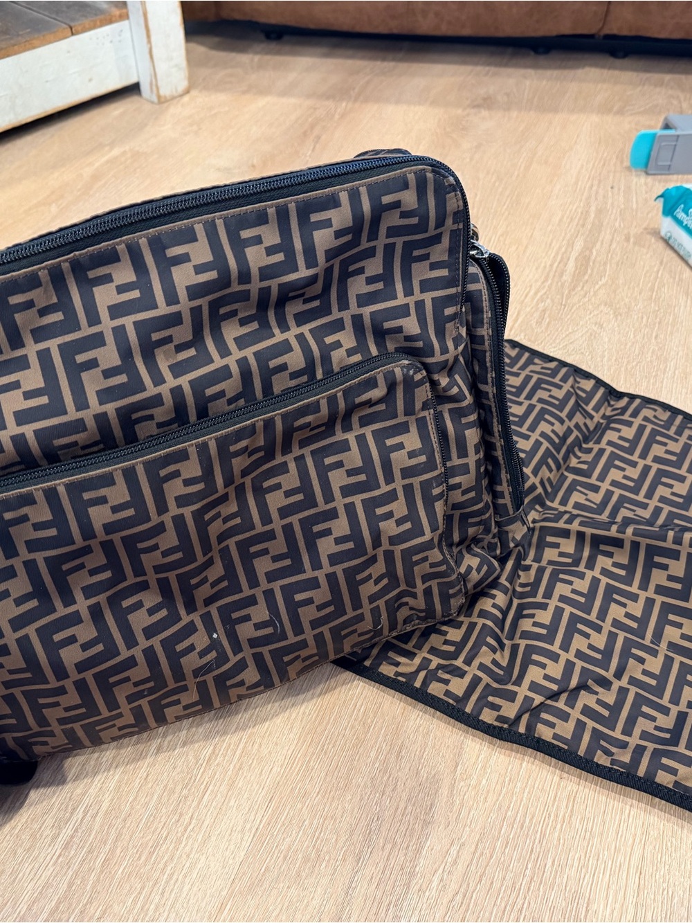 Fendi Brown and Black Monogram Toiletry Bag
